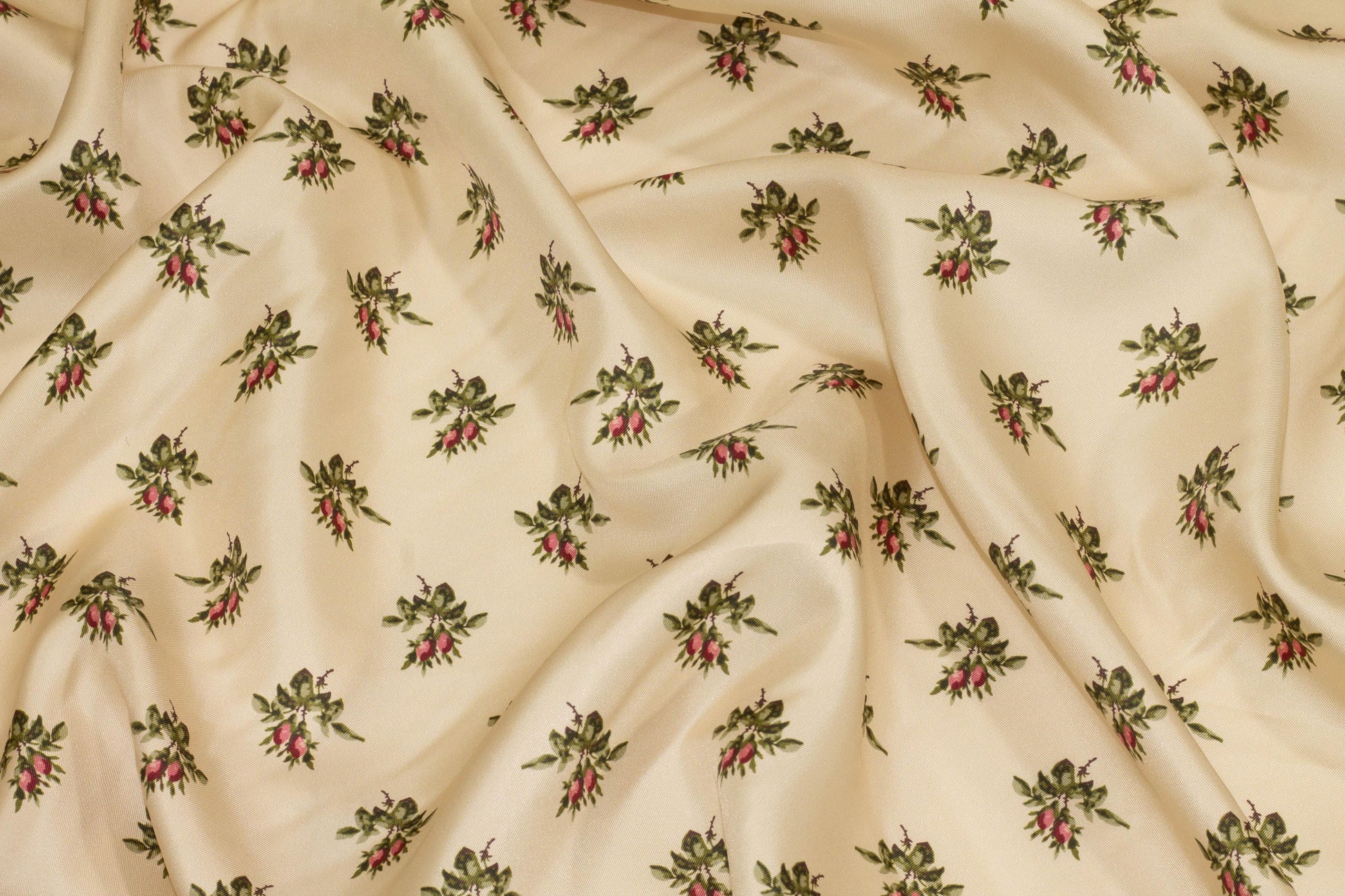 Ivory Floral Silk Charmeuse - Prime Fabrics