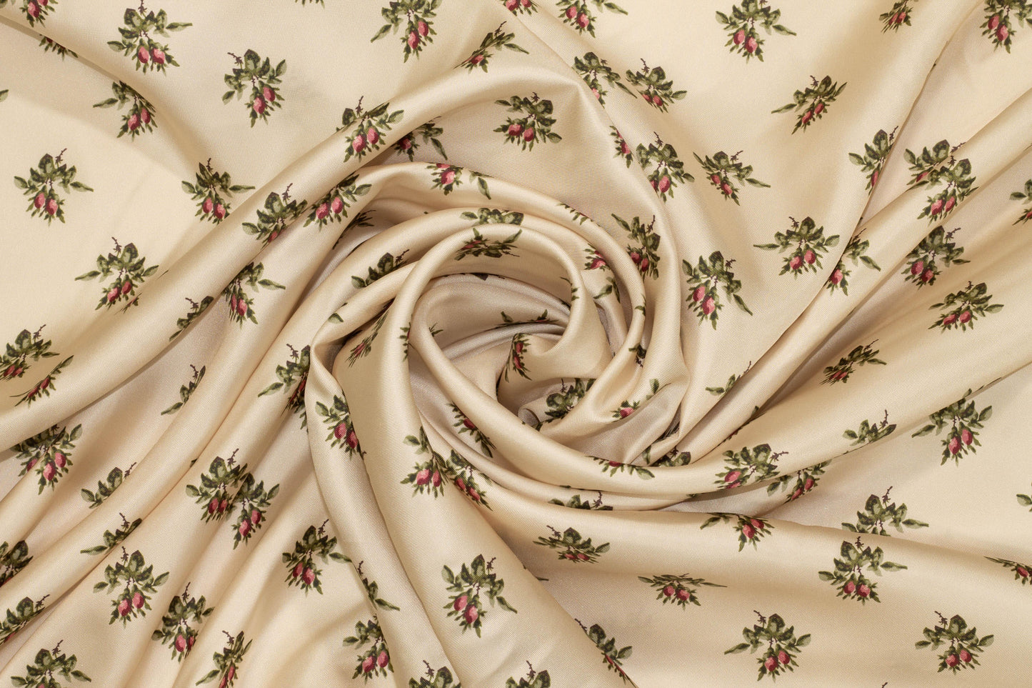 Ivory Floral Silk Charmeuse - Prime Fabrics