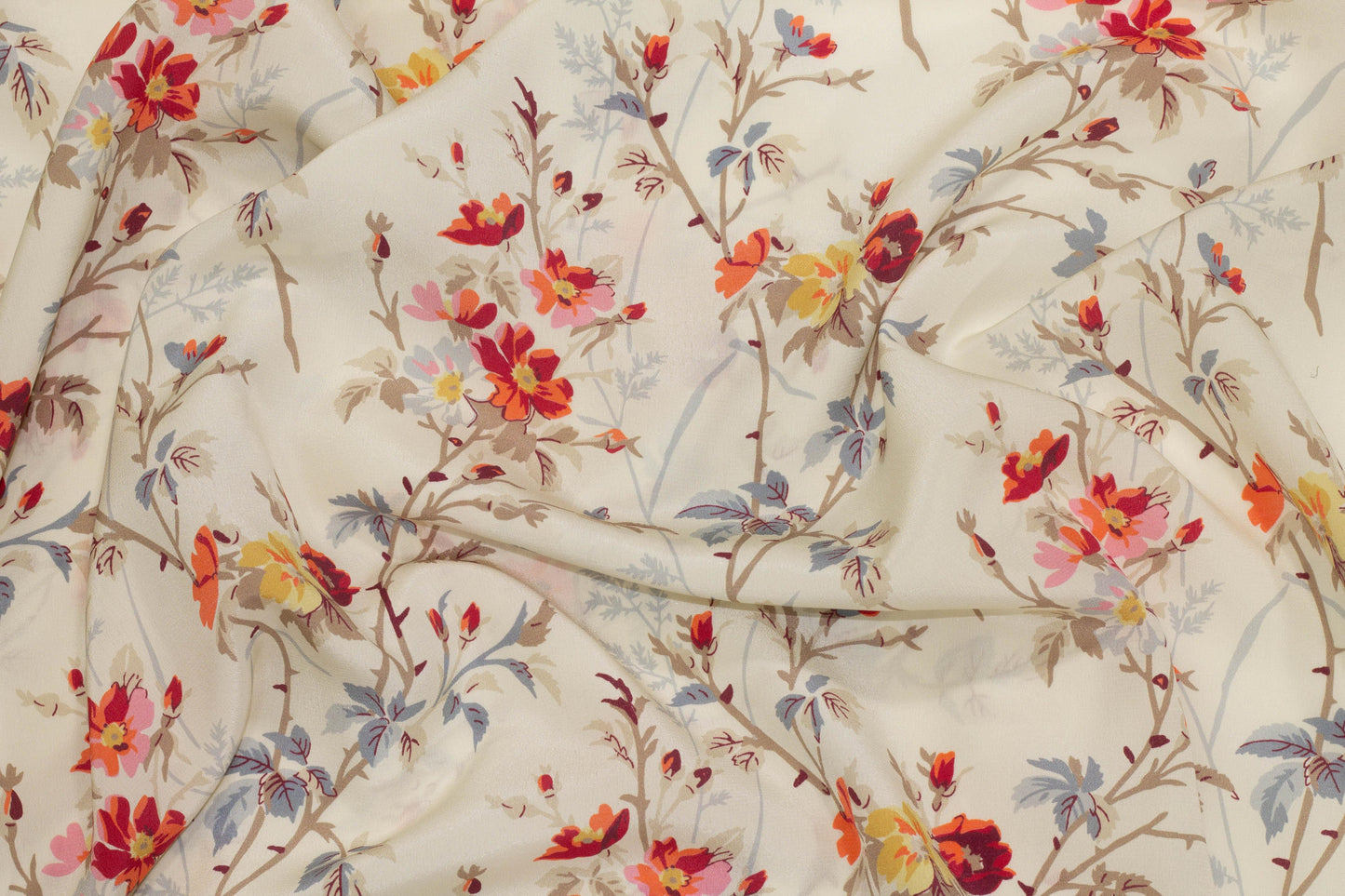 Multicolor Floral Silk Crepe De Chine - Prime Fabrics