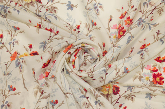 Multicolor Floral Silk Crepe De Chine - Prime Fabrics