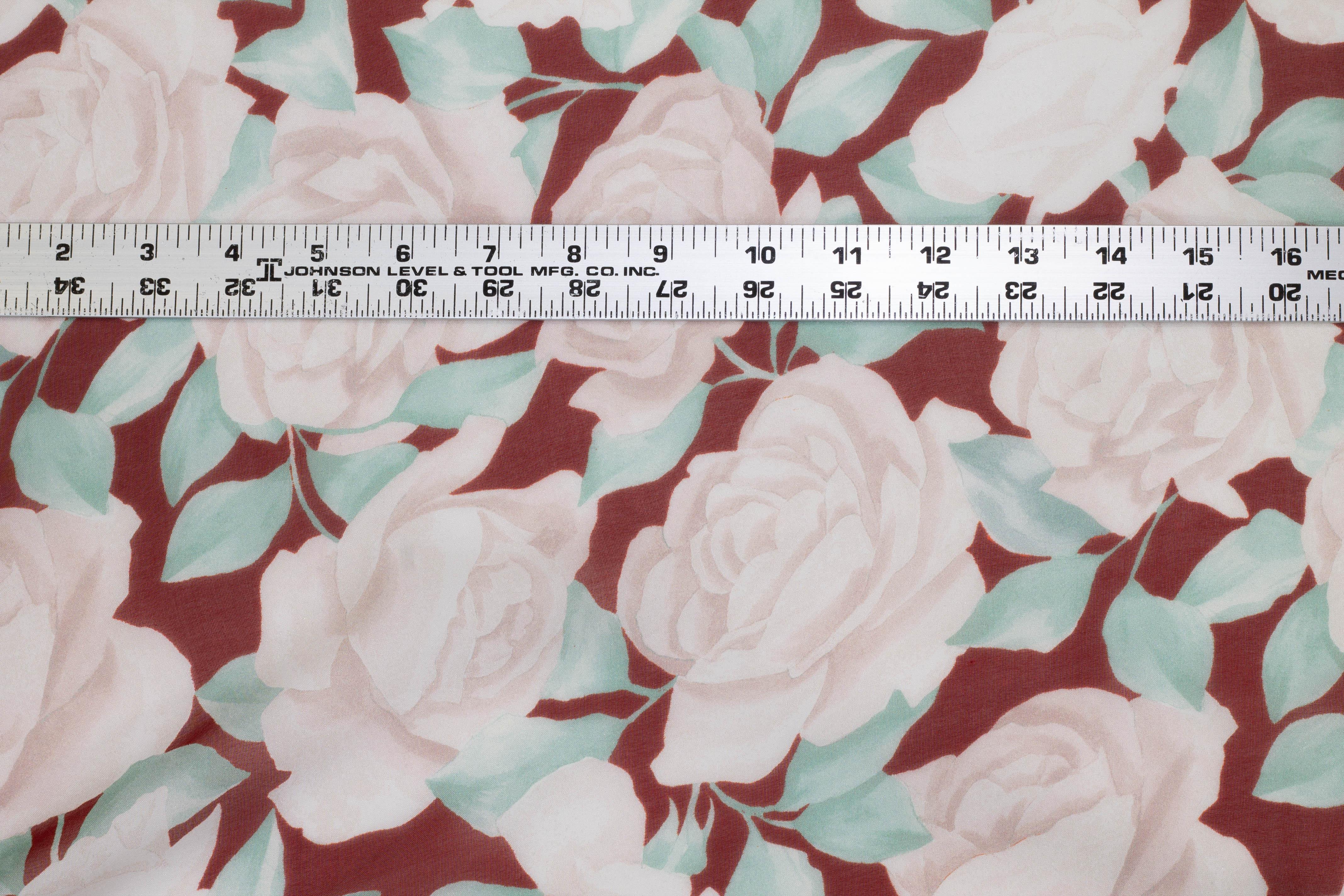 Red and Turquoise Floral Silk Chiffon - Prime Fabrics