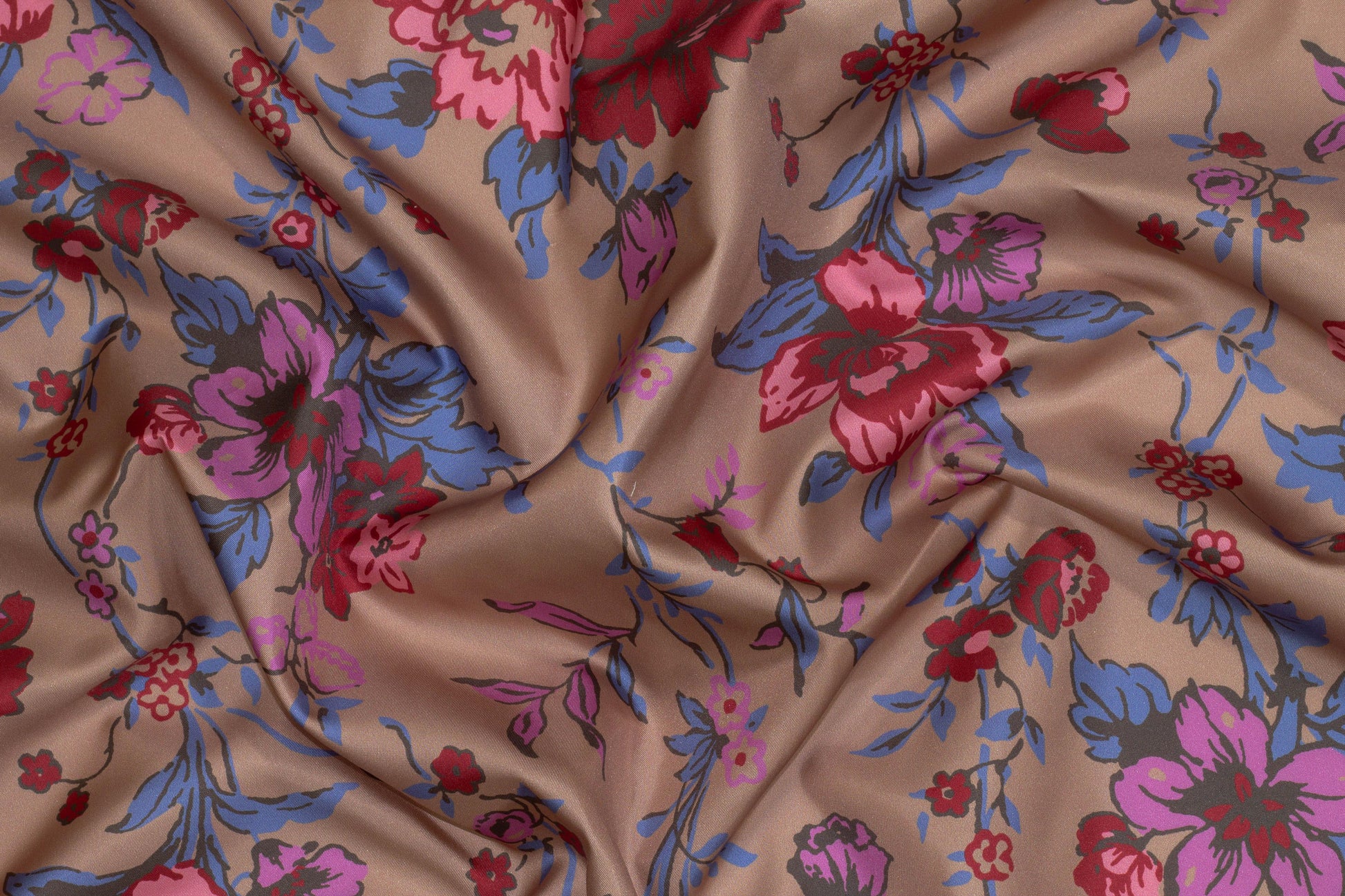Multicolor Floral Silk Charmeuse - Prime Fabrics