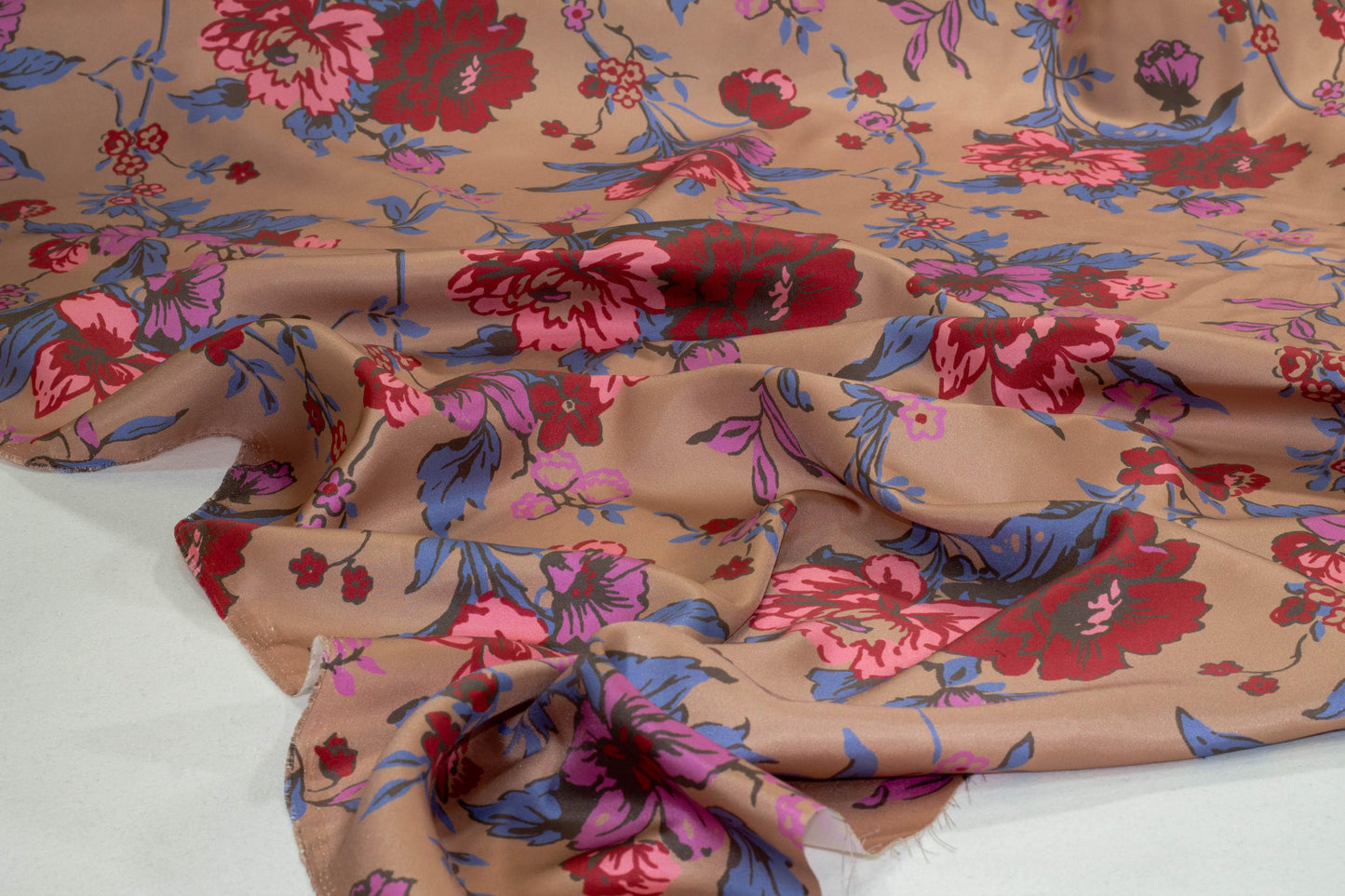 Multicolor Floral Silk Charmeuse - Prime Fabrics