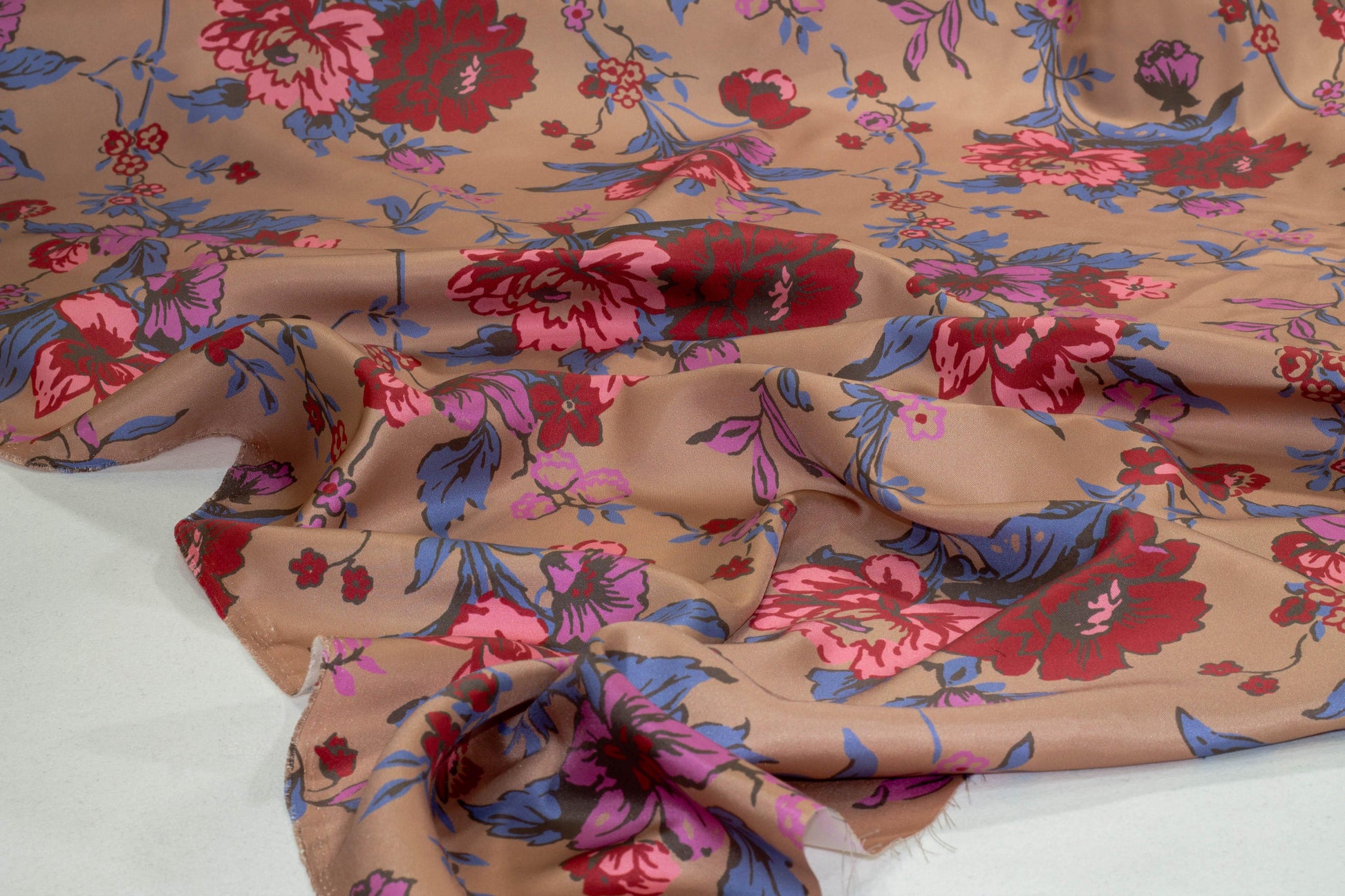 Multicolor Floral Silk Charmeuse - Prime Fabrics