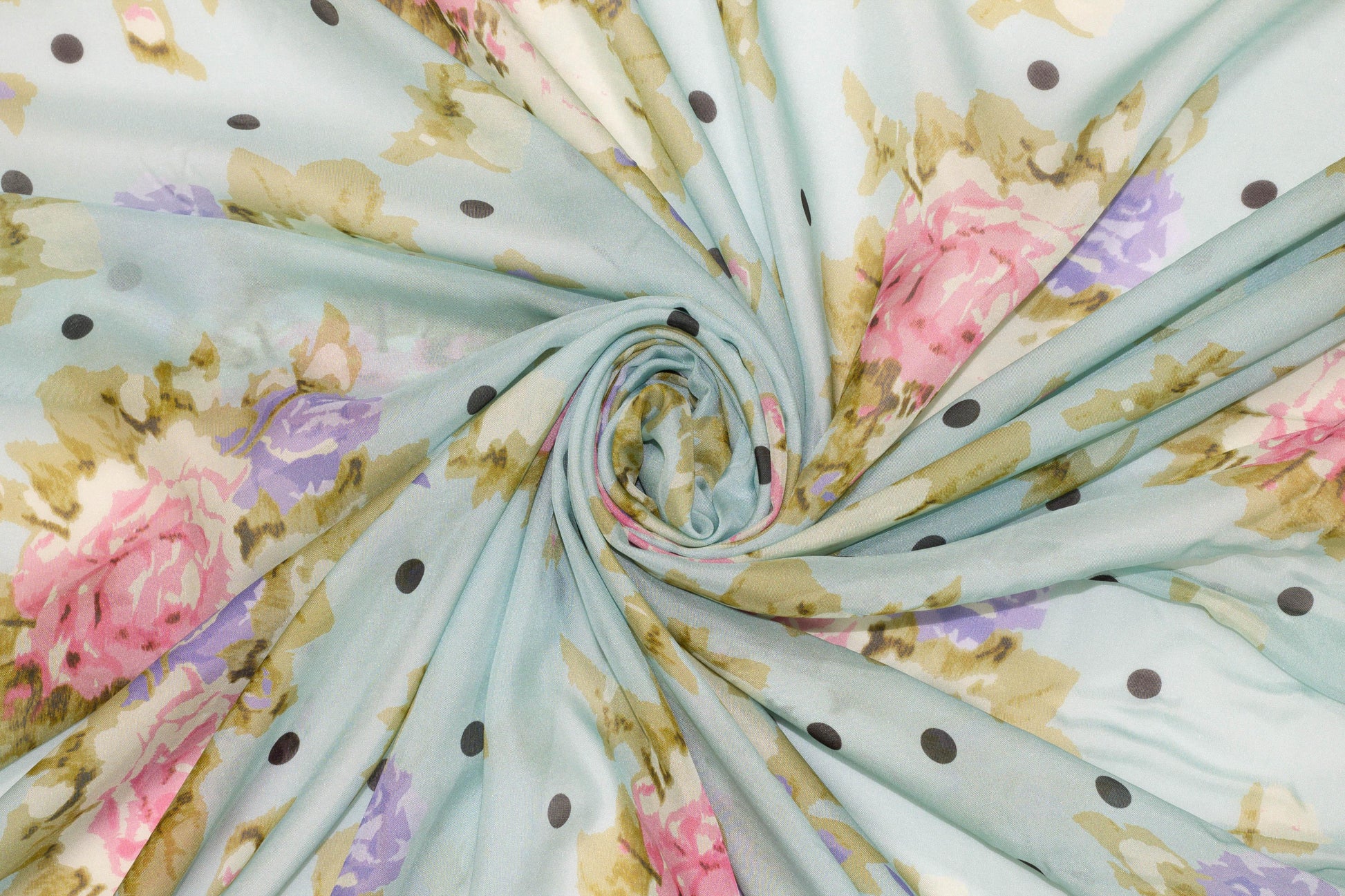 Multicolor Floral Dotted French Silk Chiffon - Prime Fabrics