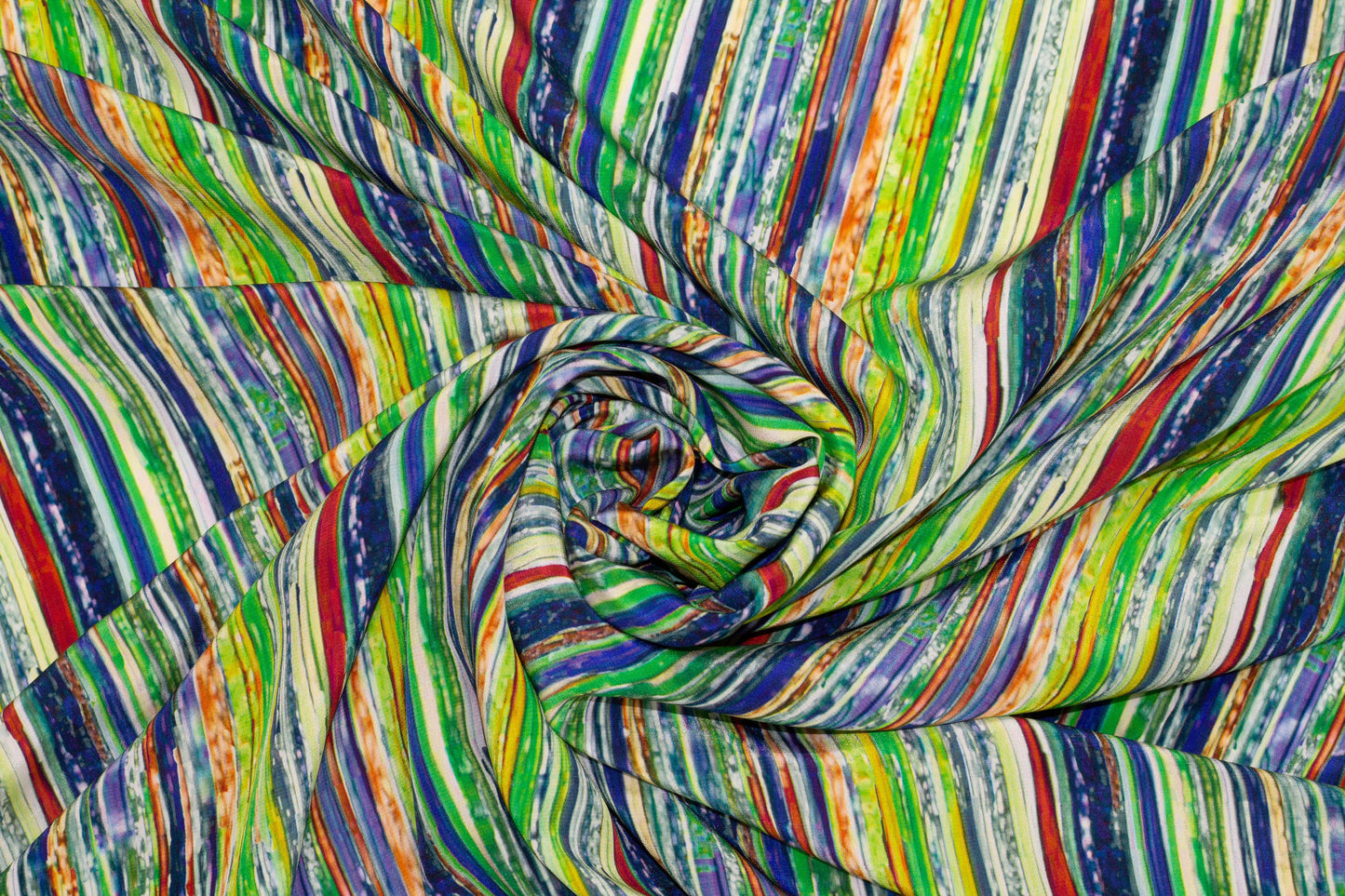 Multicolor Striped Silk Crepe De Chine - Prime Fabrics