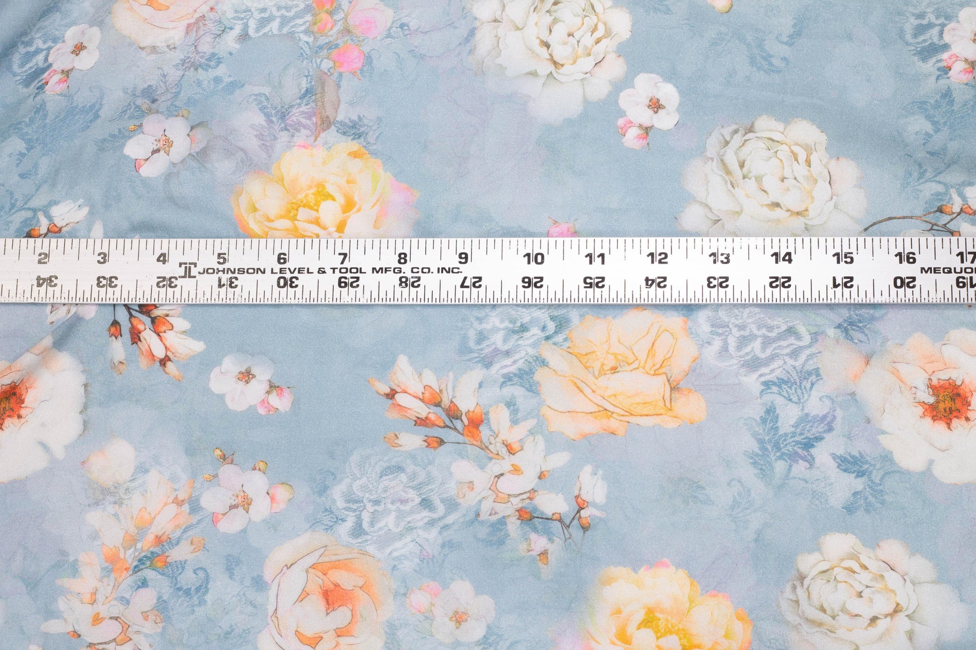 Light Blue Floral Italian Cotton Voile - Prime Fabrics