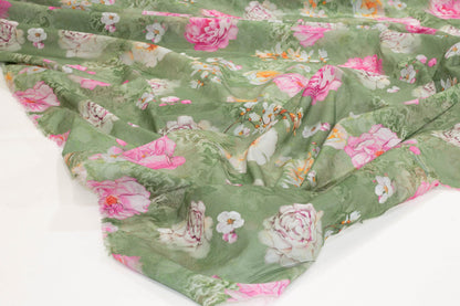 Green Floral Italian Cotton Voile - Prime Fabrics