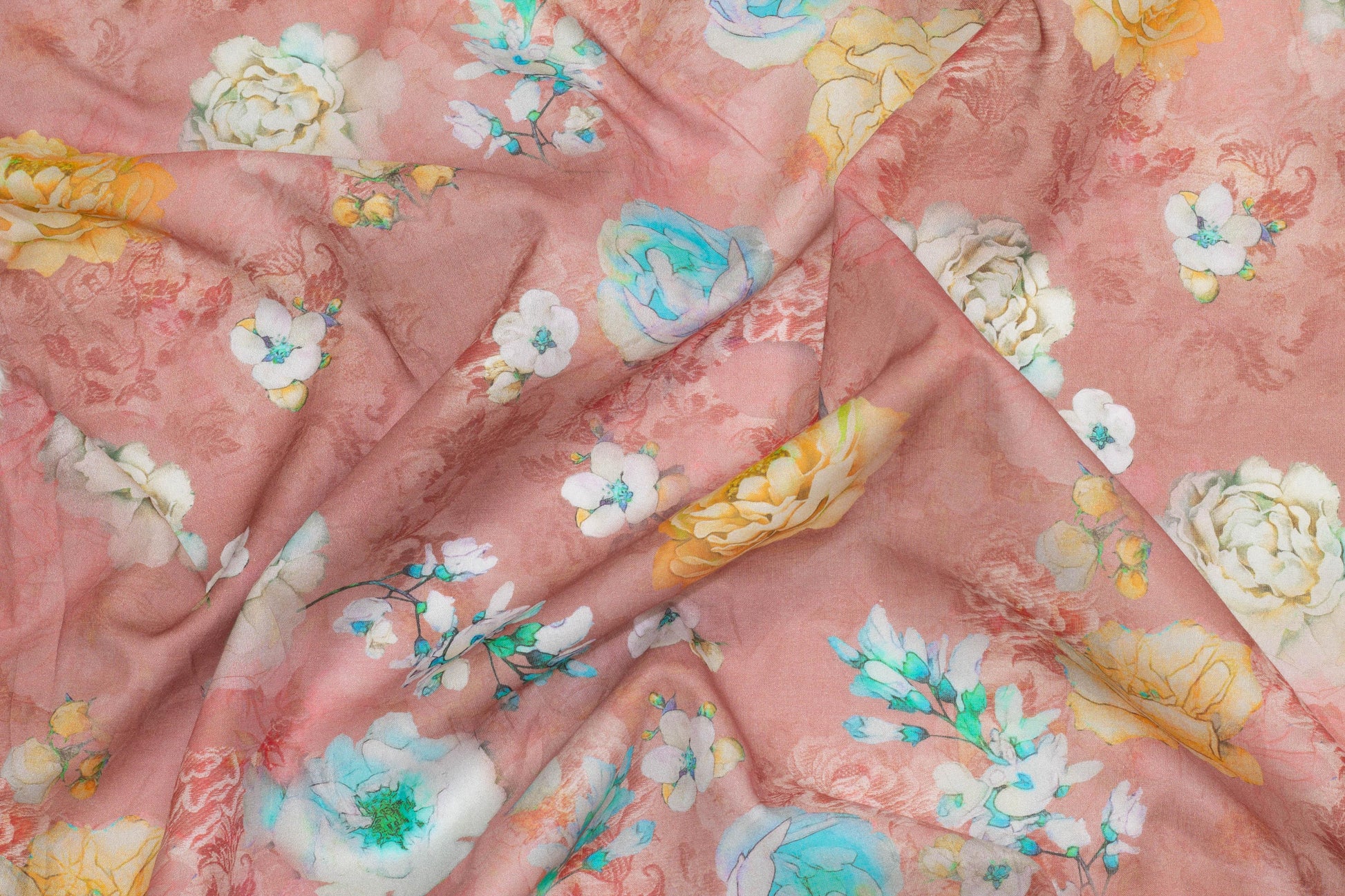 Mauve Floral Italian Cotton Voile - Prime Fabrics