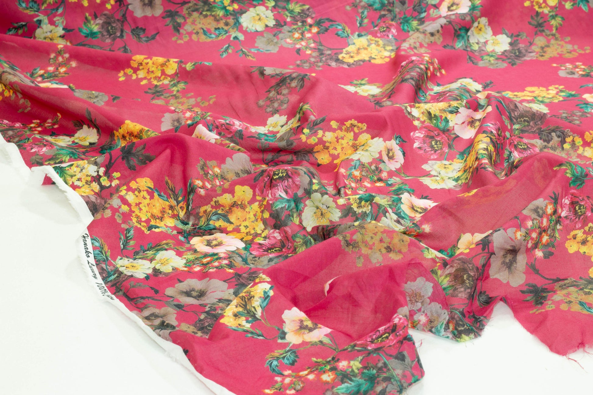 Magenta Floral Cotton Voile - Prime Fabrics