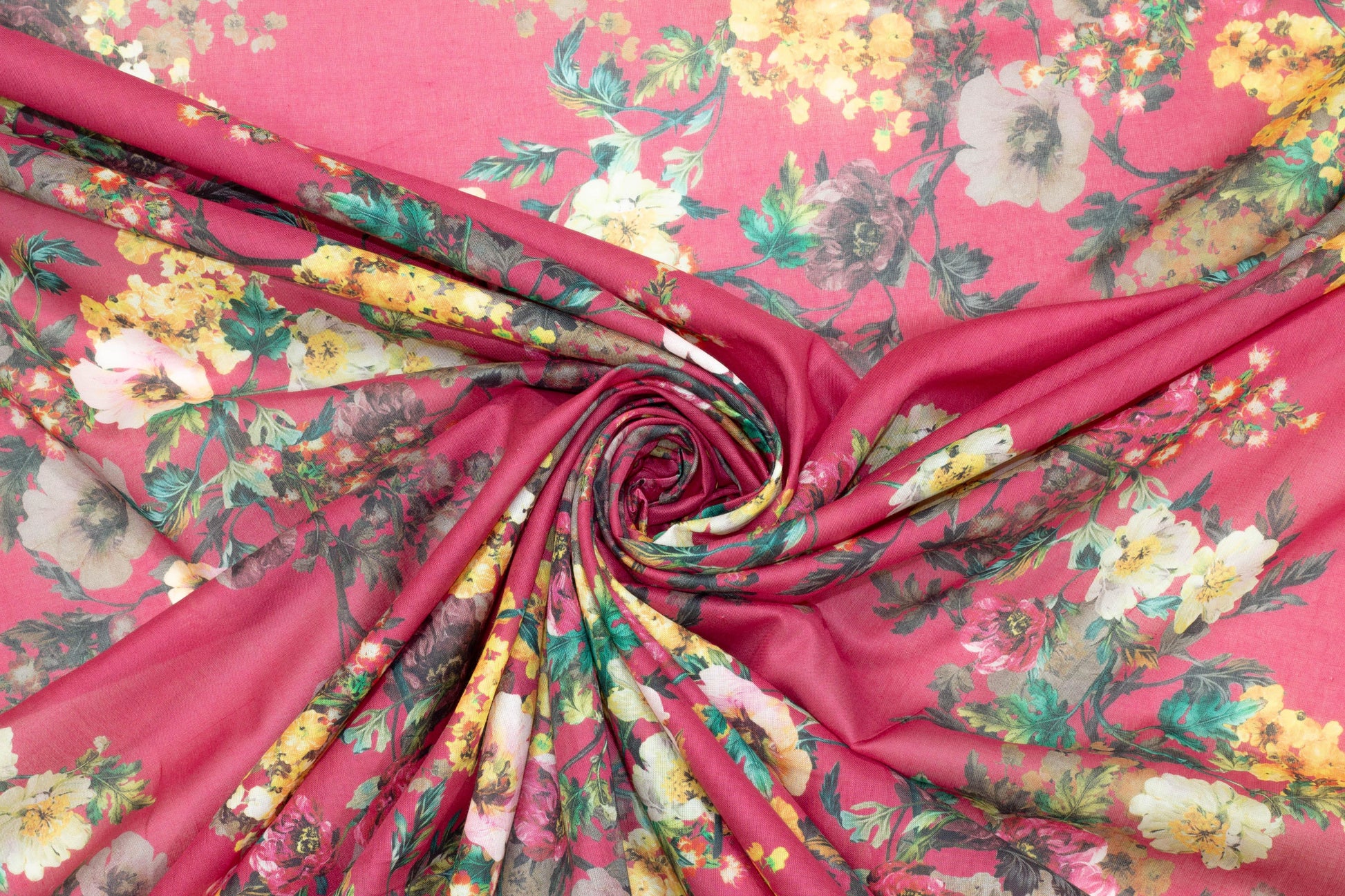 Magenta Floral Cotton Voile - Prime Fabrics