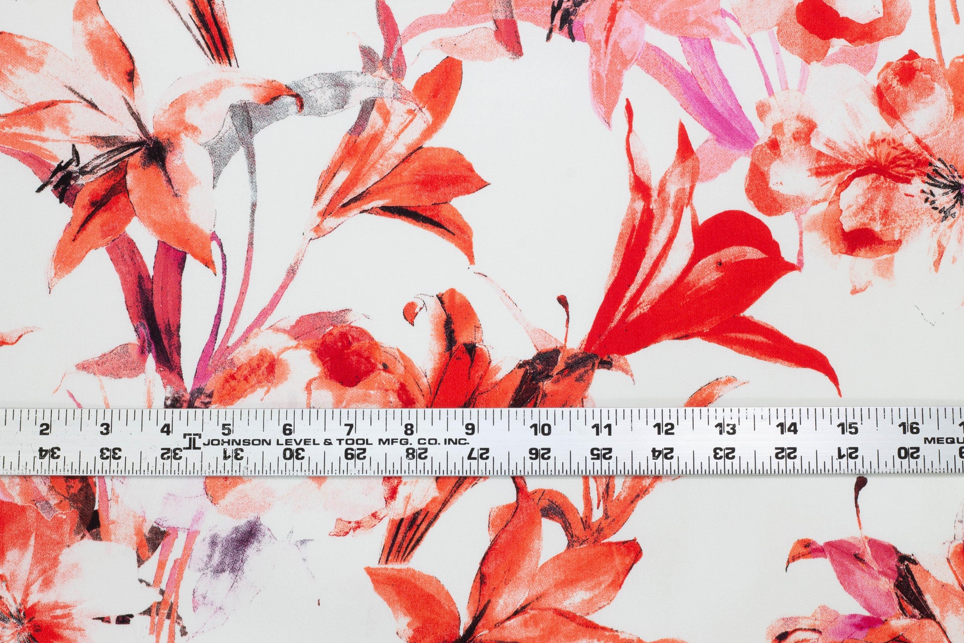 Red and White Floral Italian Stretch Cotton - Prime Fabrics