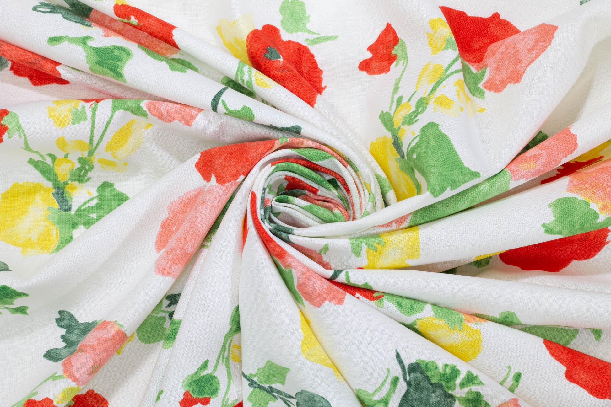 Red, Green, and Yellow Floral Italian Cotton and Linen Blend - Prime Fabrics