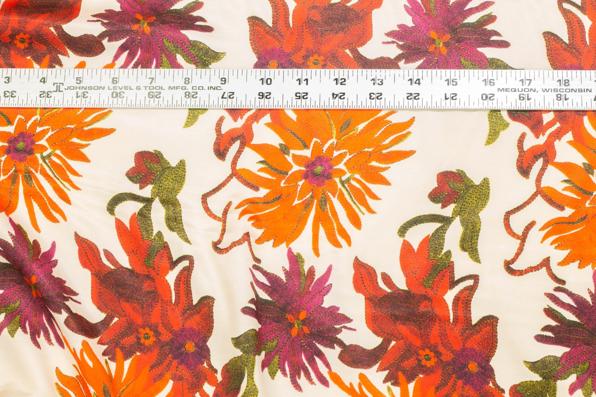 Red and Orange Floral Italian Silk Charmeuse - Prime Fabrics
