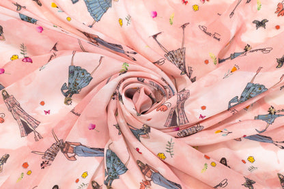Elisabetta Franchi - Light Pink Tie-Dye Contemporary Italian Silk Crepe De Chine - Prime Fabrics