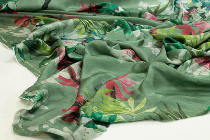 Green Floral Italian Viscose - Prime Fabrics