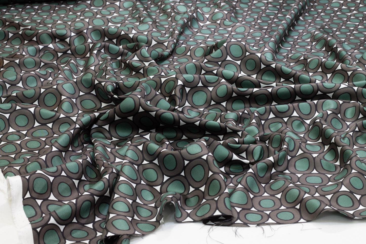 Max Mara - Green and Brown Italian Silk Twill - Prime Fabrics