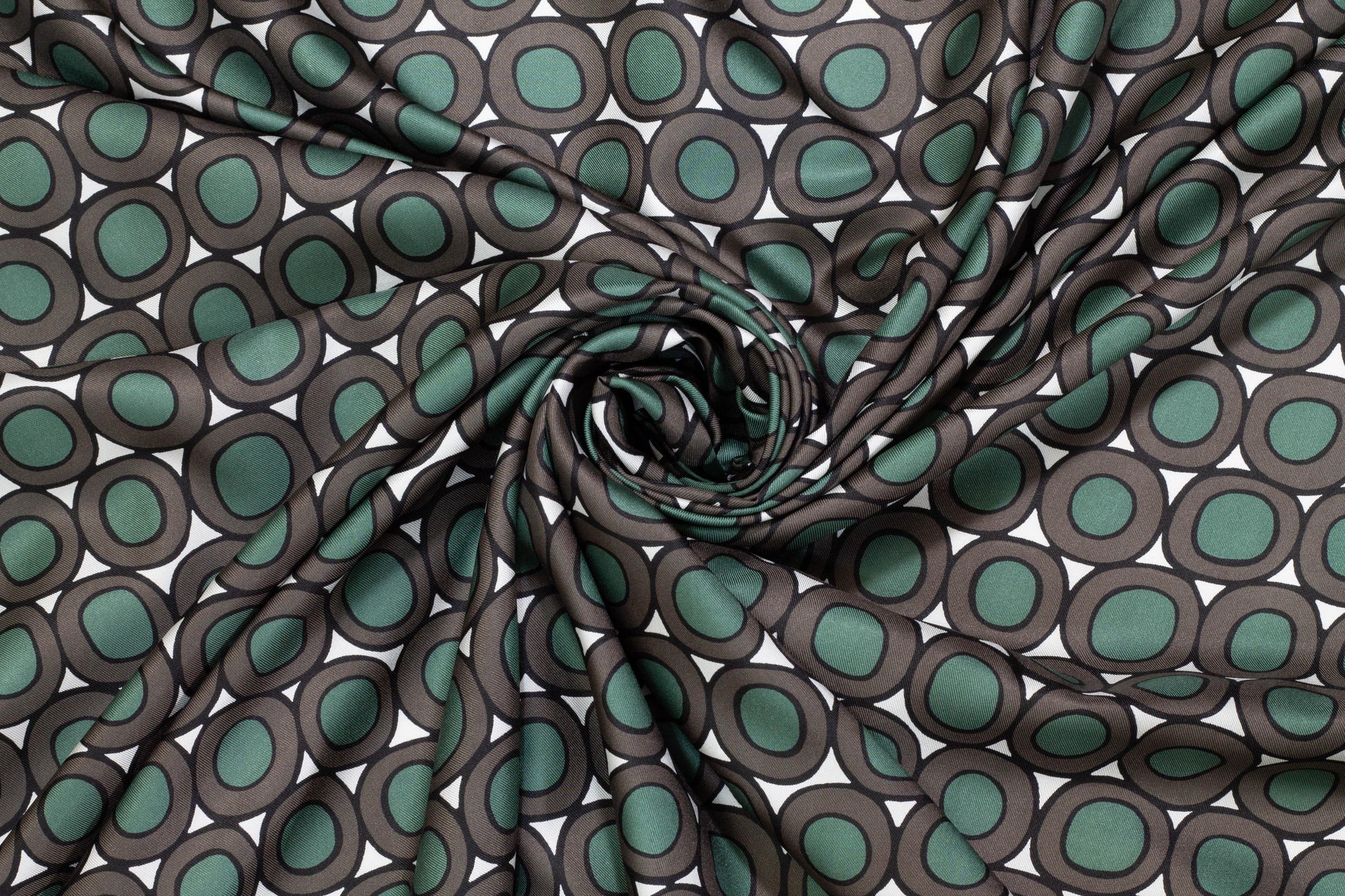 Max Mara - Green and Brown Italian Silk Twill - Prime Fabrics