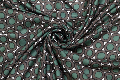 Max Mara - Green and Brown Italian Silk Twill - Prime Fabrics