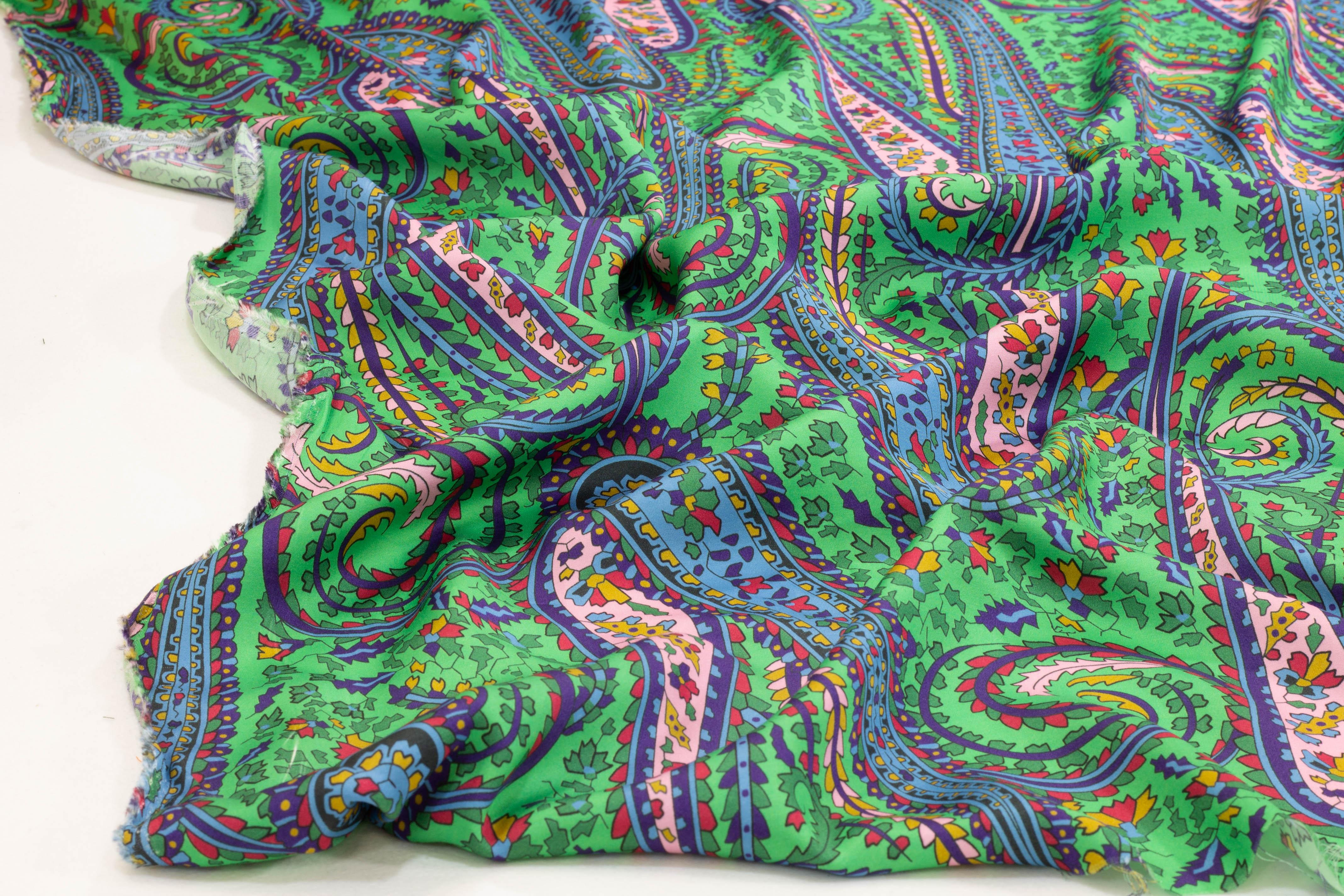 Multicolor Paisley Italian Viscose Charmeuse - Prime Fabrics