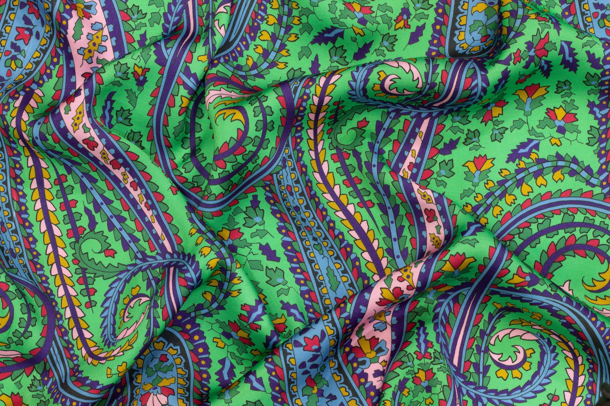 Multicolor Paisley Italian Viscose Charmeuse - Prime Fabrics