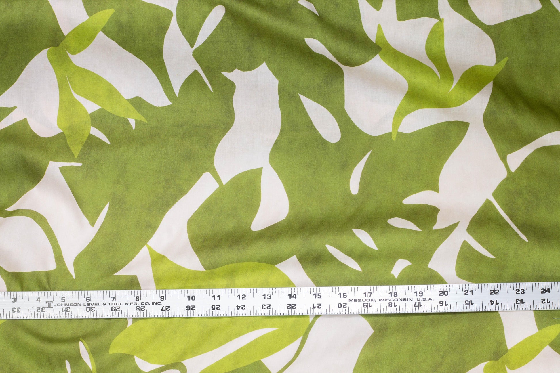 Khaki Green Big Leaves Italian Viscose - Prime Fabrics