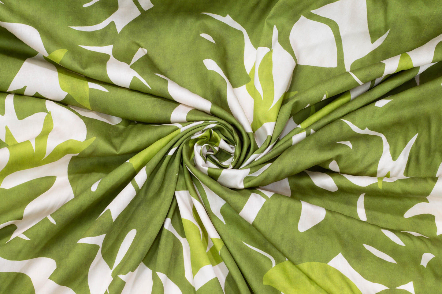 Khaki Green Big Leaves Italian Viscose - Prime Fabrics