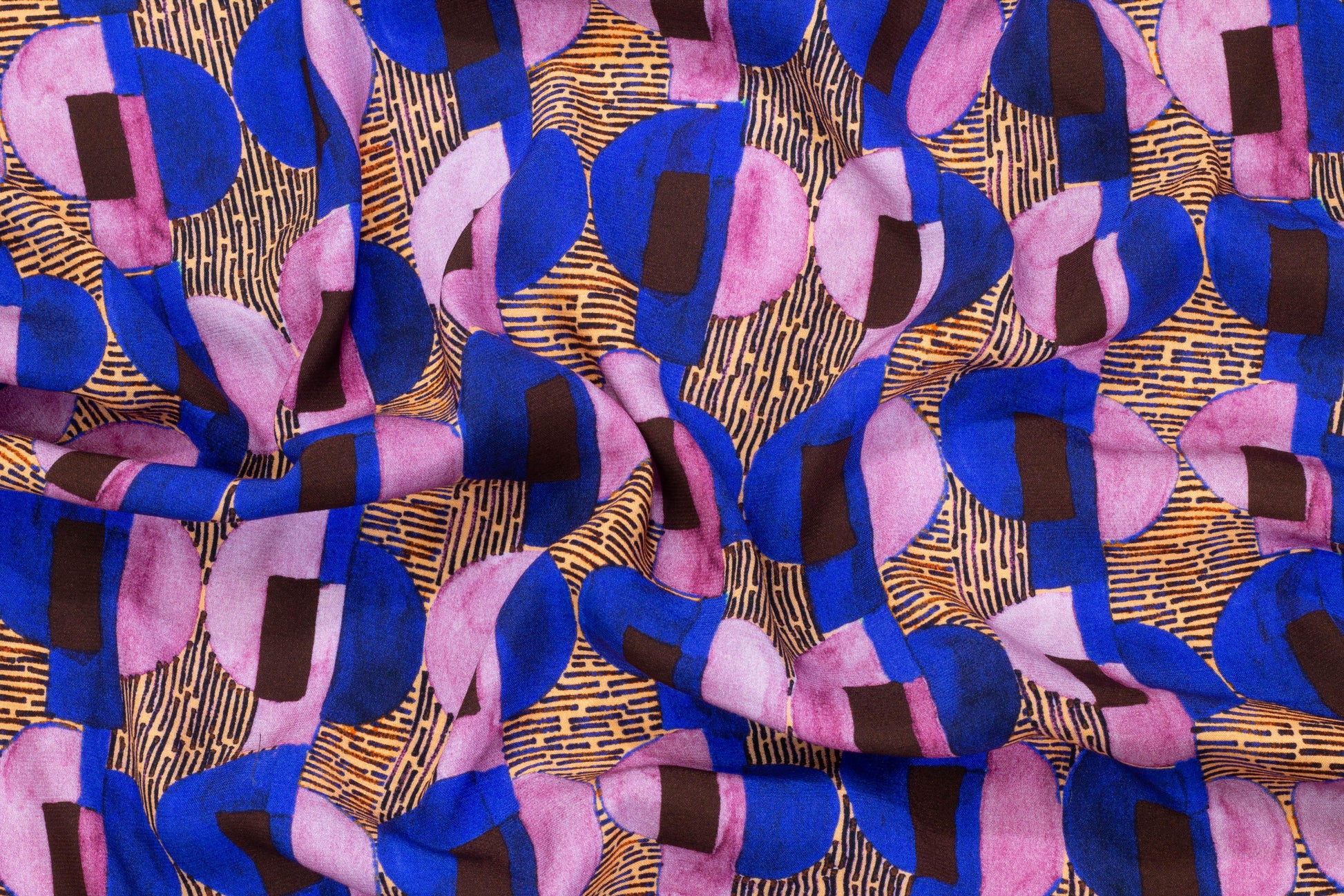 Blue, Pink, and Brown Italian Viscose - Prime Fabrics