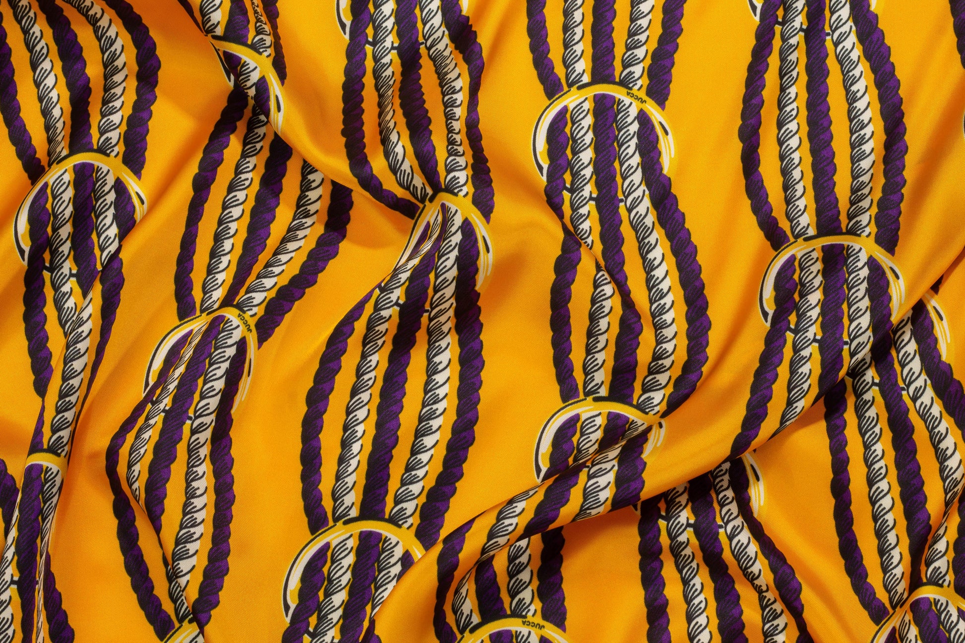 Orange Rope Design Italian Viscose Charmeuse - Prime Fabrics