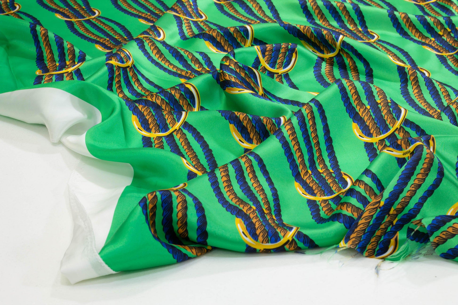 Green Rope Design Italian Viscose Charmeuse - Prime Fabrics