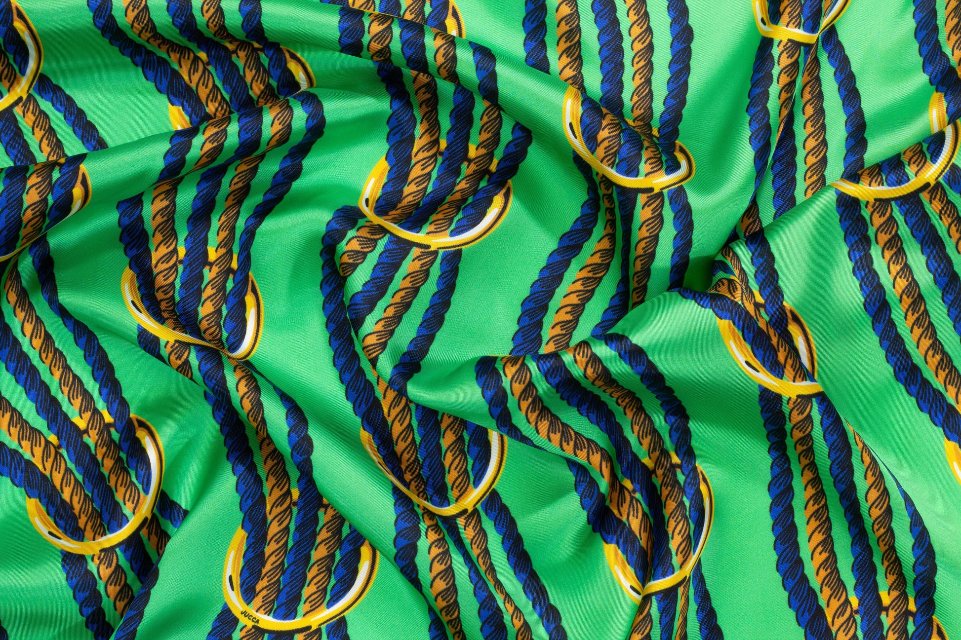 Green Rope Design Italian Viscose Charmeuse - Prime Fabrics