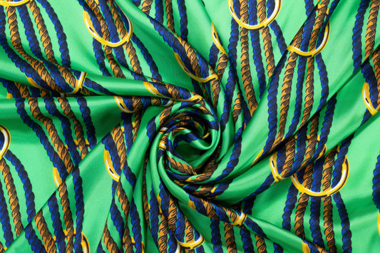 Green Rope Design Italian Viscose Charmeuse - Prime Fabrics