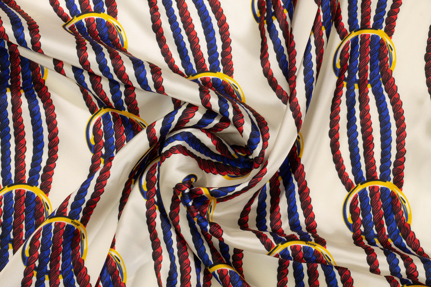 Off-White Rope Design Italian Viscose Charmeuse - Prime Fabrics