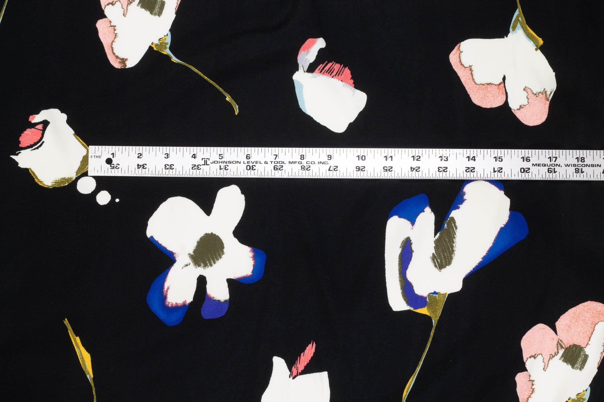 Black Floral Italian 4-Ply Viscose Crepe - Prime Fabrics