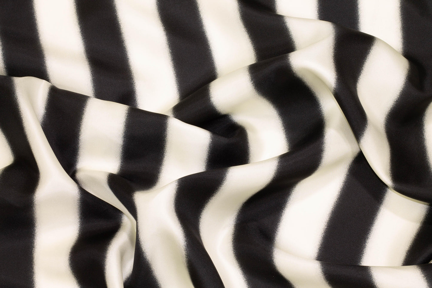 Black and Off-White Striped Silk Charmeuse - Prime Fabrics