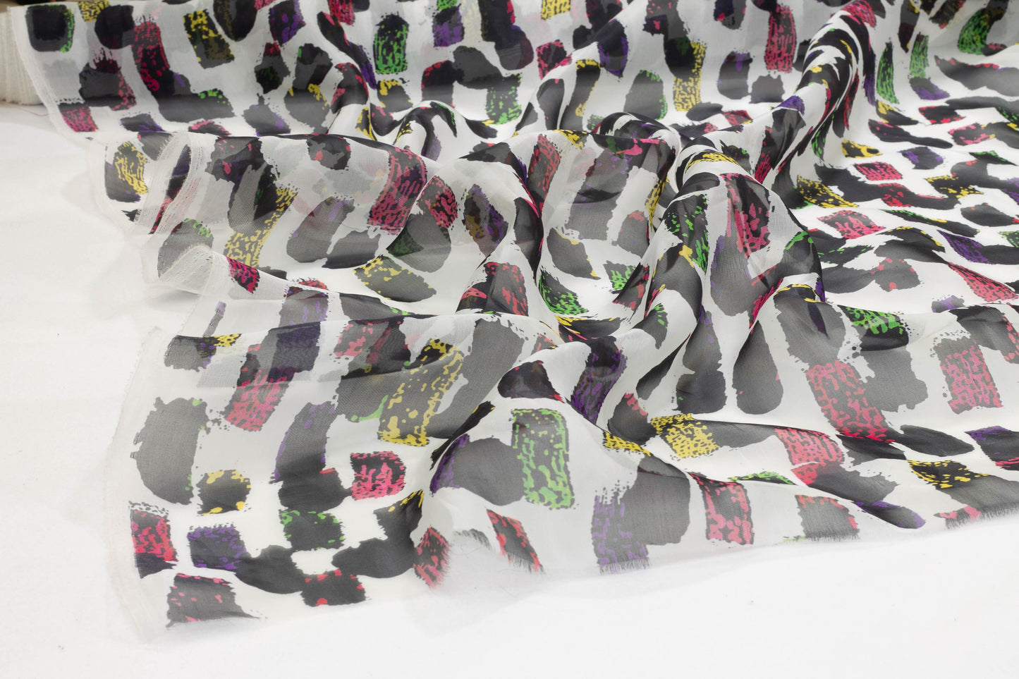 Multicolor Italian Abstract Silk Organza - Prime Fabrics