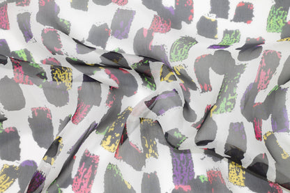 Multicolor Italian Abstract Silk Organza - Prime Fabrics