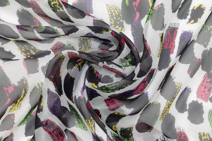 Multicolor Italian Abstract Silk Organza - Prime Fabrics