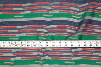 Green, Navy, and Red Striped Italian Silk Chiffon - Prime Fabrics