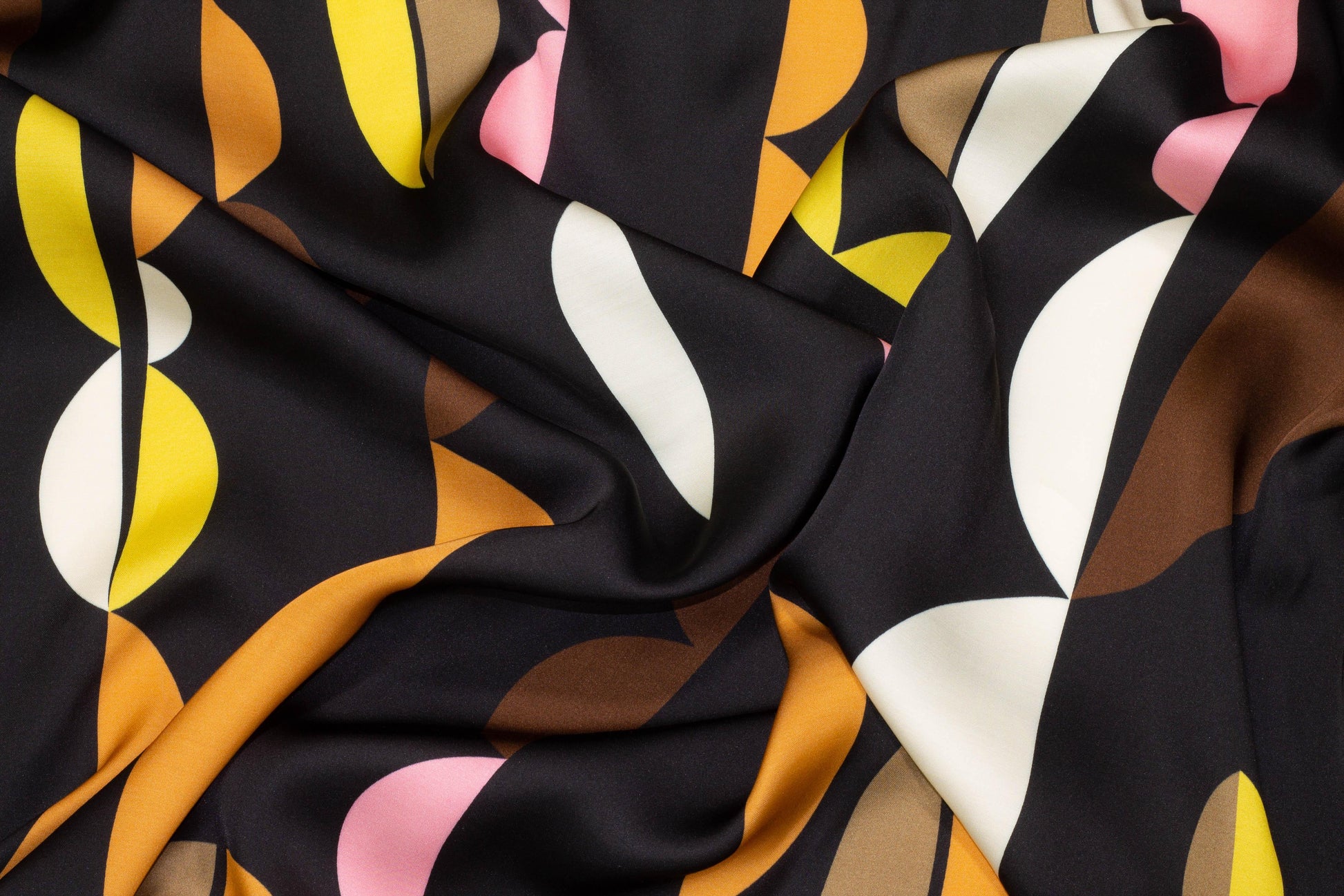 Abstract Italian Viscose Charmeuse - Black - Prime Fabrics