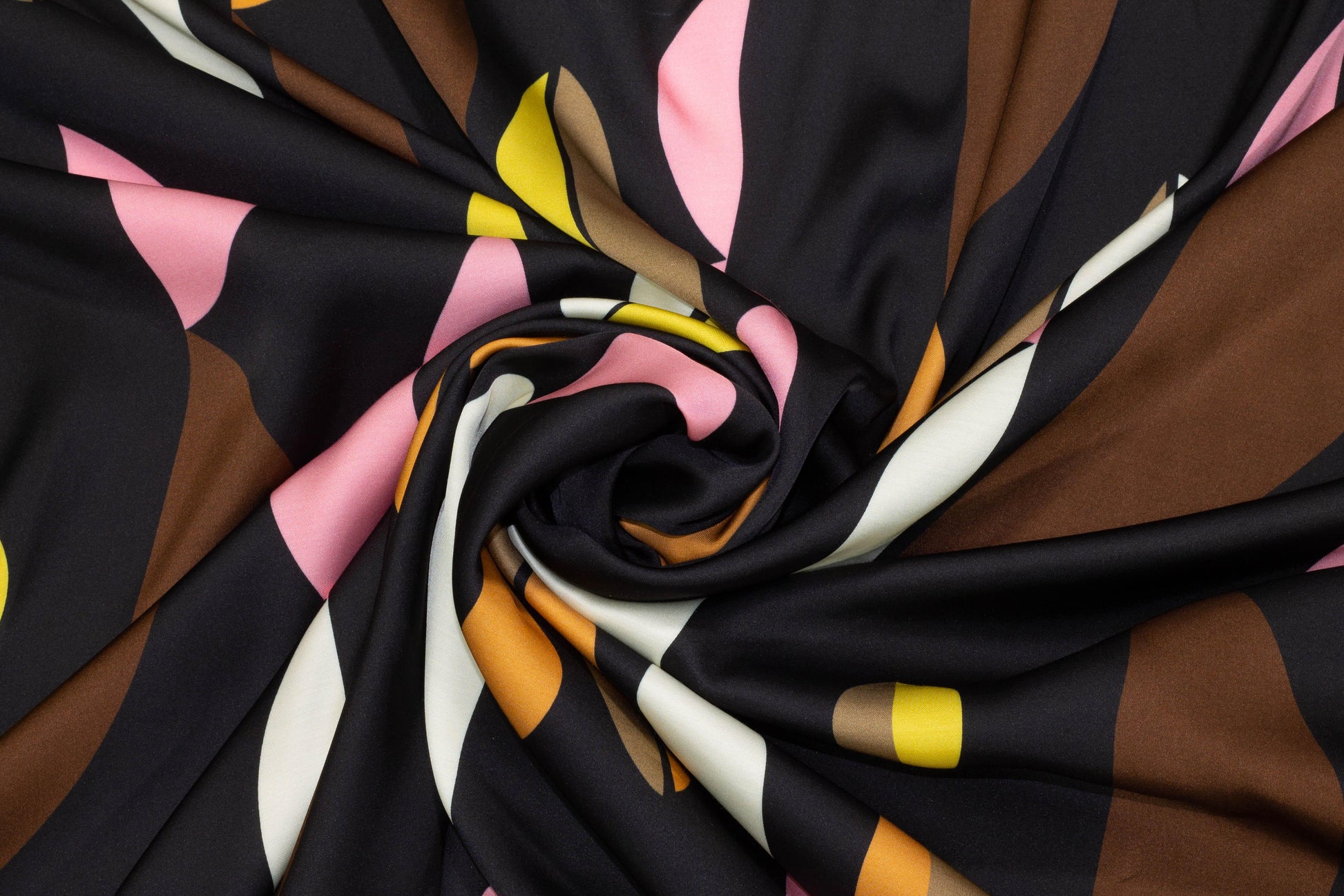 Abstract Italian Viscose Charmeuse - Black - Prime Fabrics