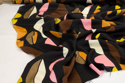 Abstract Italian Viscose Charmeuse - Black - Prime Fabrics