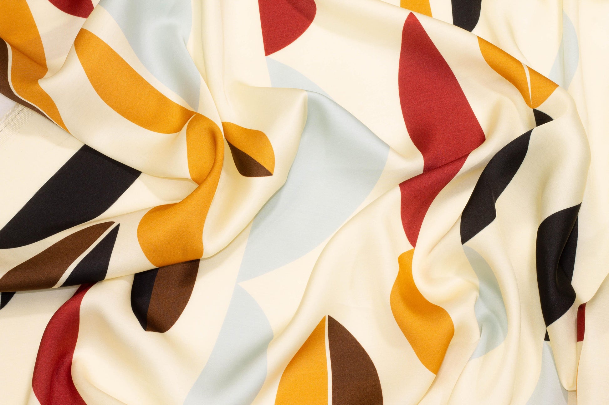 Abstract Italian Viscose Charmeuse - Ivory - Prime Fabrics