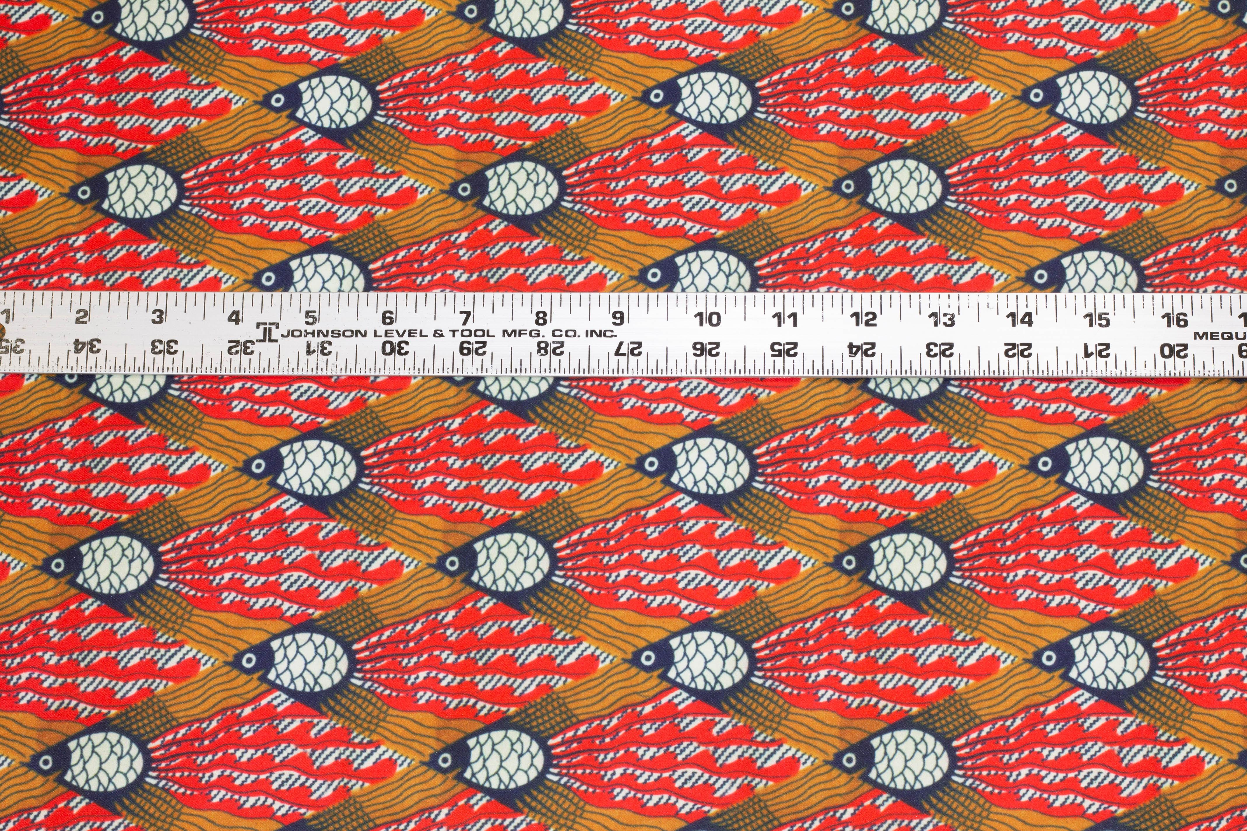 Orange, Brown, and Navy Polyester Stretch Satin - Prime Fabrics