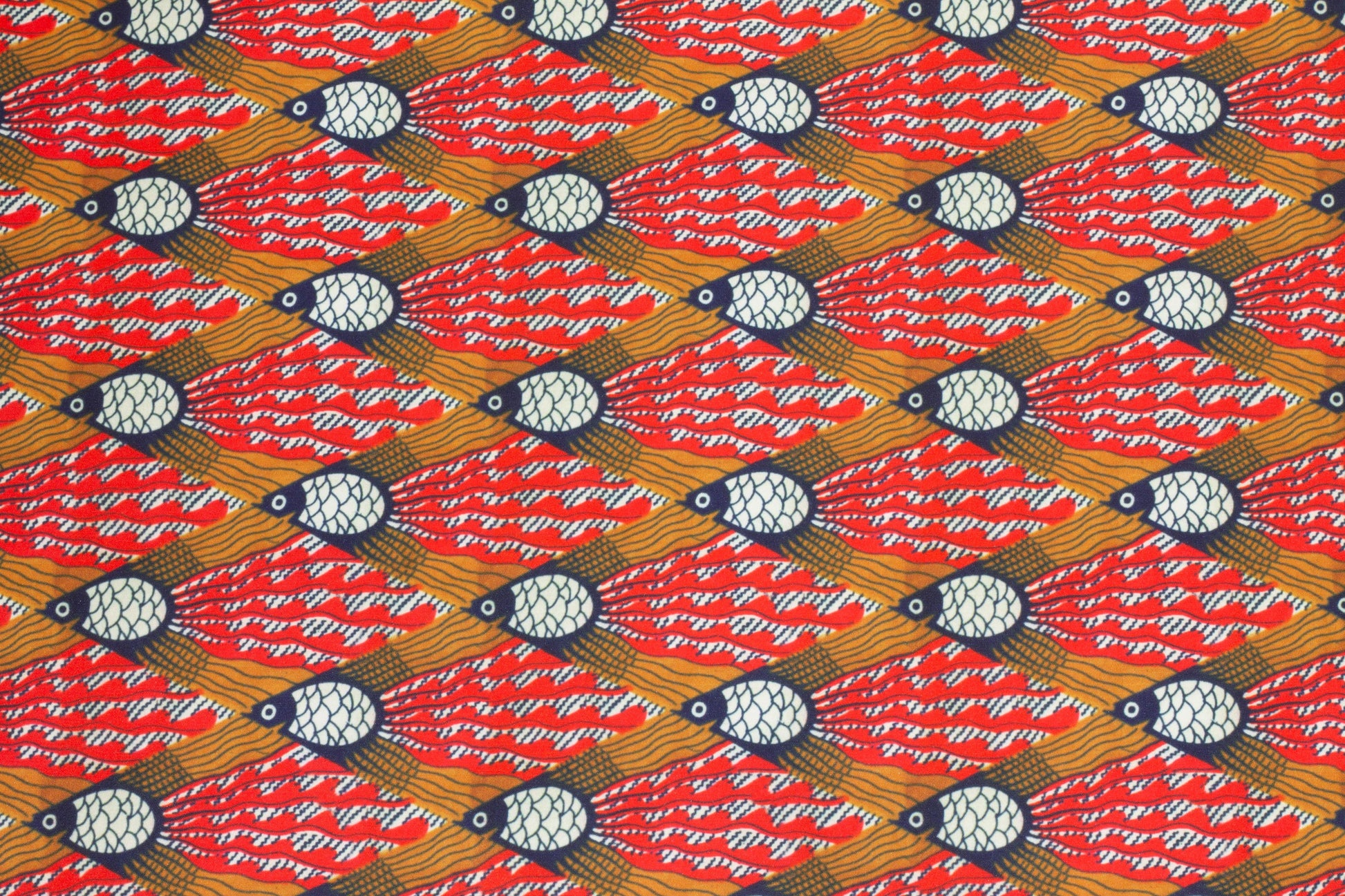 Orange, Brown, and Navy Polyester Stretch Satin - Prime Fabrics