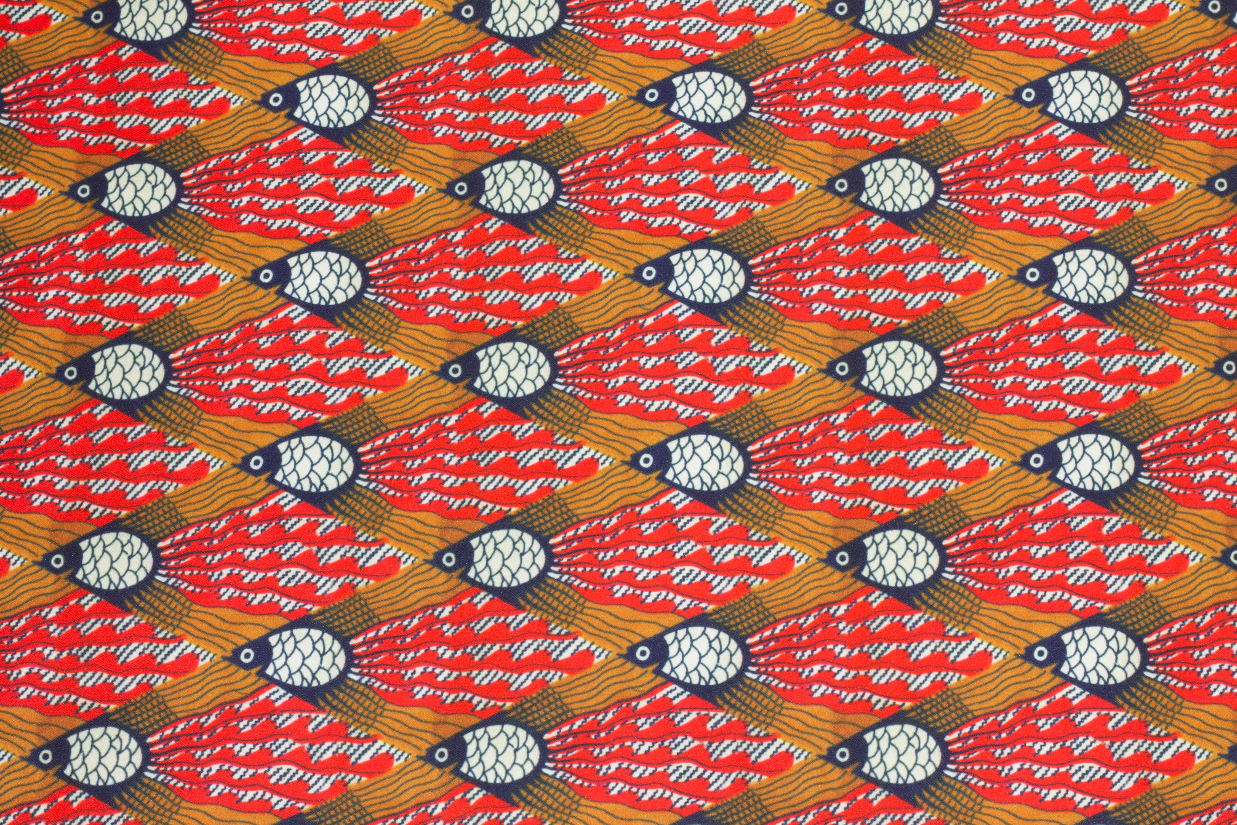 Orange, Brown, and Navy Polyester Stretch Satin - Prime Fabrics