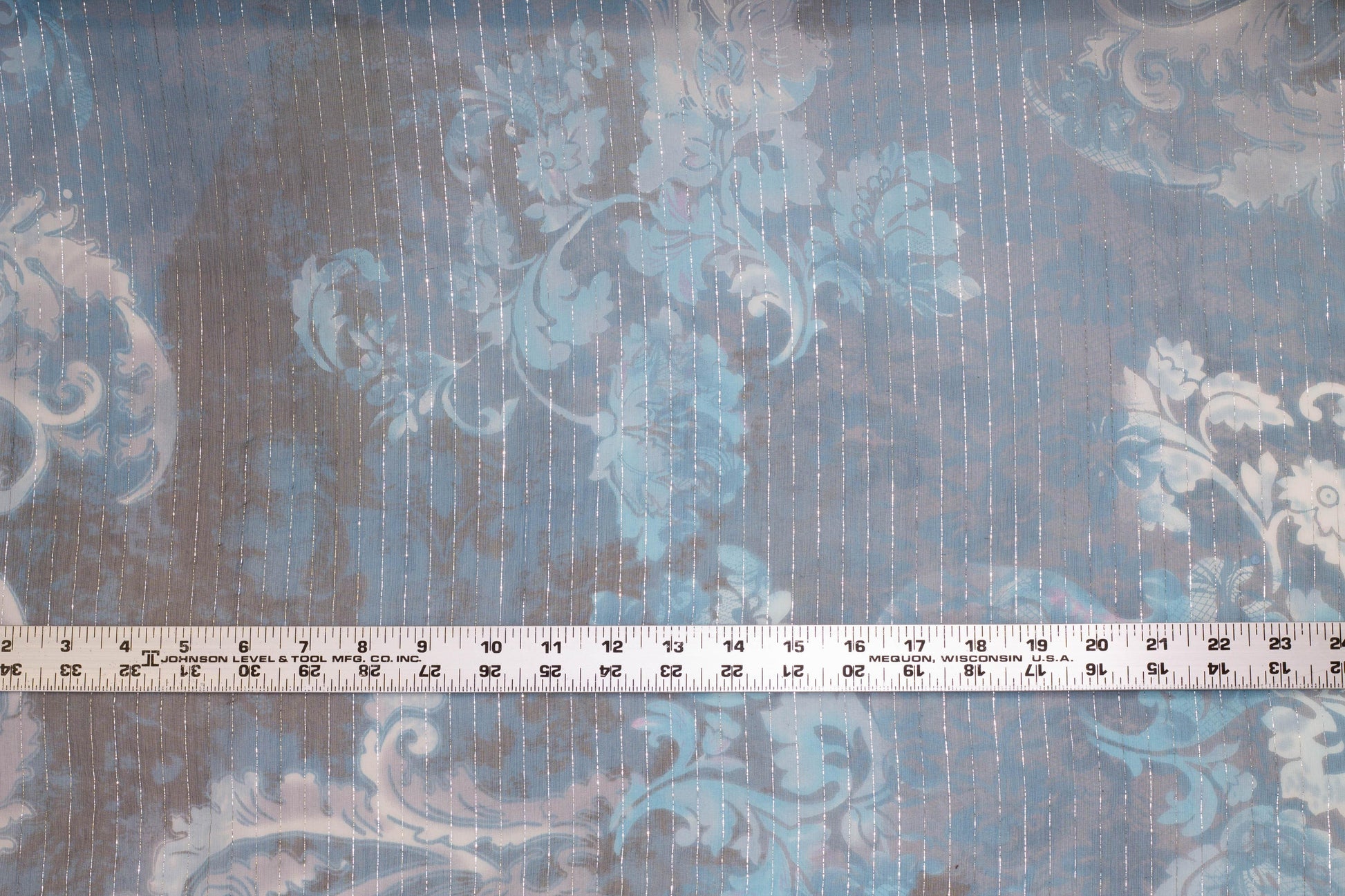 Floral Metallic Striped Silk Chiffon - Prime Fabrics