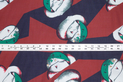 Abstract Face Italian Viscose Crepe - Red and Navy - Prime Fabrics