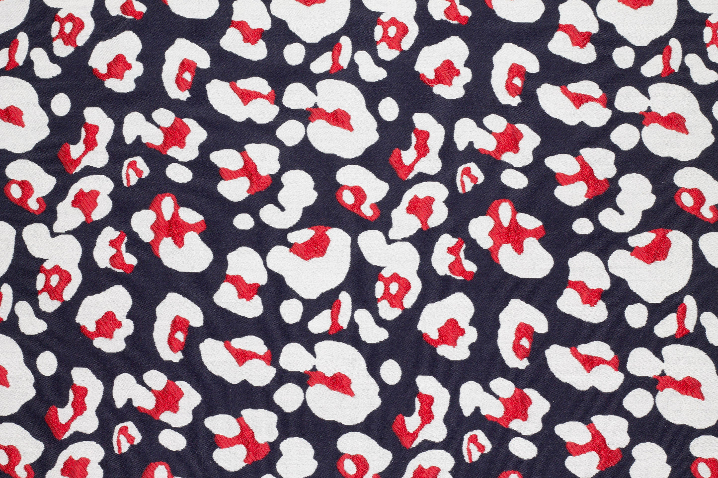 Animal Print Brocade - Red, White, Navy - Prime Fabrics