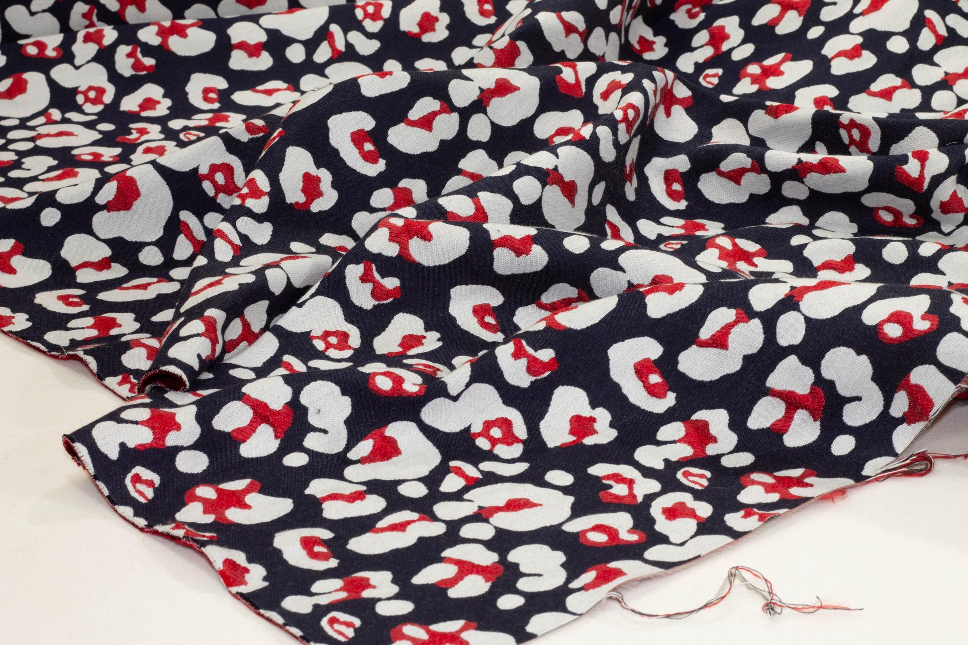 Animal Print Brocade - Red, White, Navy - Prime Fabrics